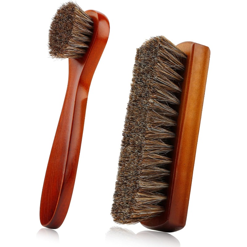 Shoe Cleaning Brush - 새로운! 고품질 2개입 말털 브러시, 가죽