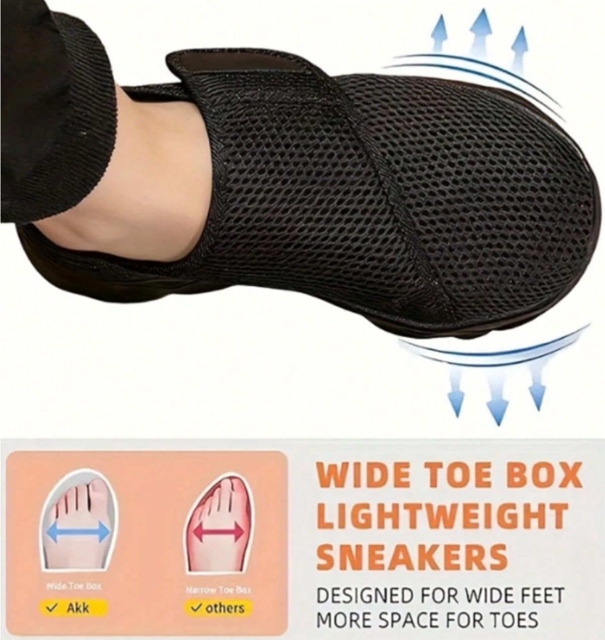 새로운 남성용 통기성 메쉬 워킹화 조절 가능한 벨크로  - Sneaker Box 리뷰 및 가격