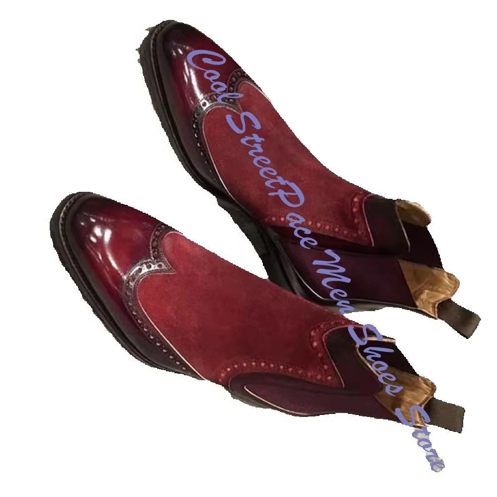 남성용 빈티지 레드 투톤 첼시 부츠 스웨이드 광택 가죽 - Leather Shoe Polish 리뷰 및 가격